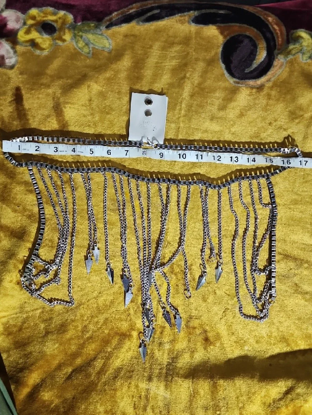 Urban Outfitters Silver Box-Link Belt With Tassle Charms